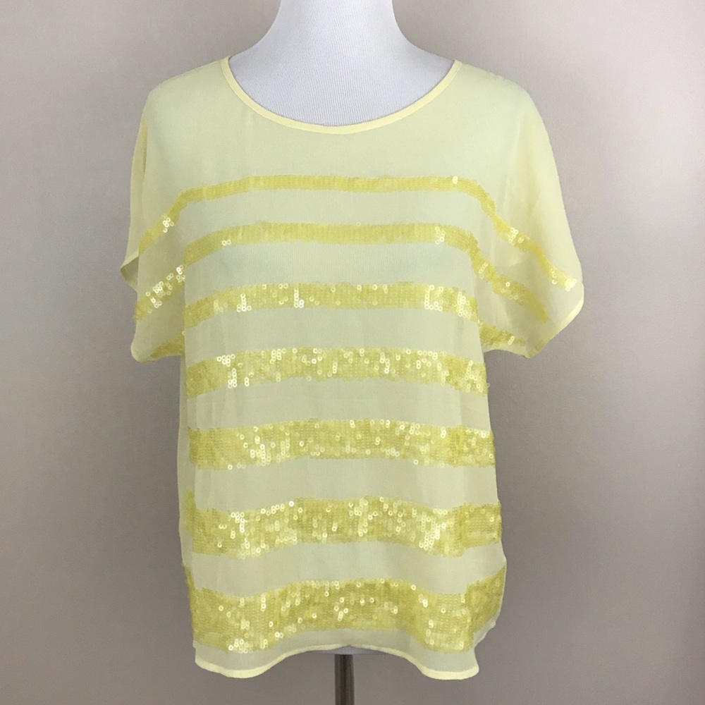 Forever 21 Sequined Stripe Top (Yellow)